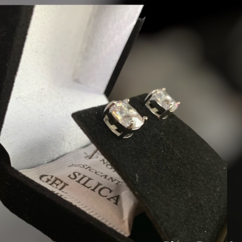 Sterling Silver Simulated Diamond Studs - Picture 3 of 6